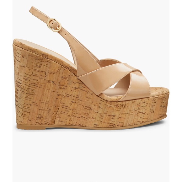 Stuart Weitzman Dayna Women's Tan Wedge Sandal - Picture 2 of 9